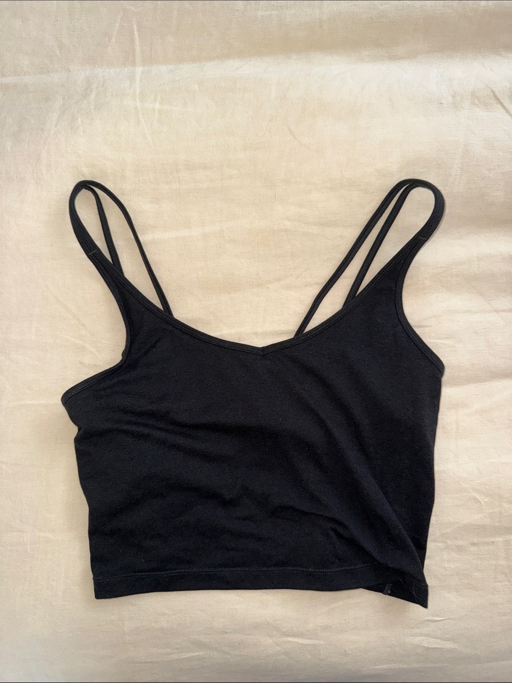 Vuori Black Double-Strap Cropped Cami